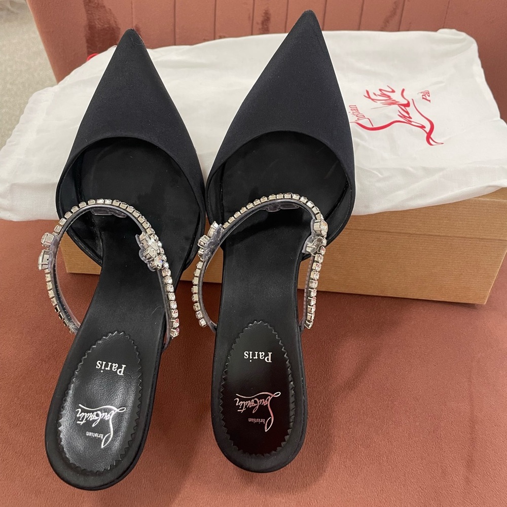 Christian Louboutin Black Satin Planet Queen 70